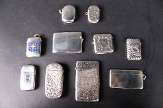 Eight Vintage Sterling Silver Match Safes