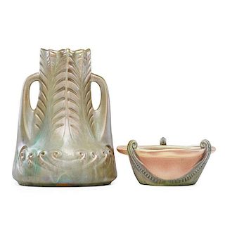 L. MAJORELLE; RAMBERVILLERS/MOUGIN Vase and bowl
