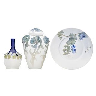 ROYAL COPENHAGEN Vase, jar, and plate