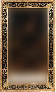 Continental Style Black and Gold Framed Mirror