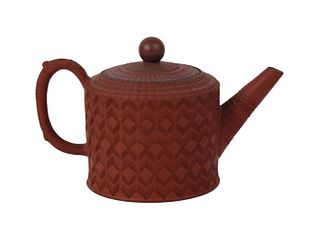 English Engine-Turned Redware Teapot