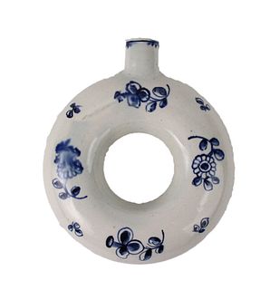English Pearlware Floral-Decorated Flask