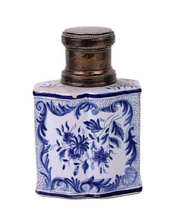 English Pearlware Hand-Painted Tea Canister