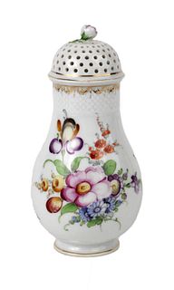 German Porcelain Floral Decorated Caster