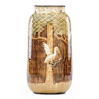 "MAC" ANDERSON; SHEARWATER Tall vase with storks