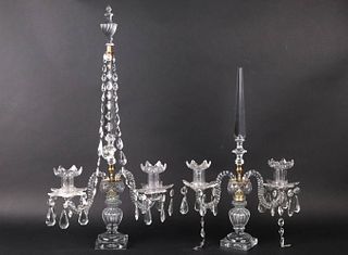Pair of Double Light Crystal Candelabra