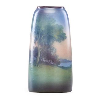 LENORE ASBURY; ROOKWOOD Large Scenic Vellum vase