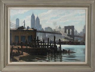 Junius Allen, Oil on Canvas, Brooklyn Bridge