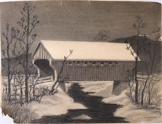 Walter M. Westervelt, Drawing, Covered Bridge
