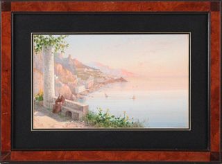 Gioacchino La Pira, Watercolor, Bay at Sunset