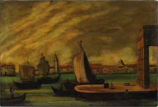 European School, Oil on Canvas, View of Venice