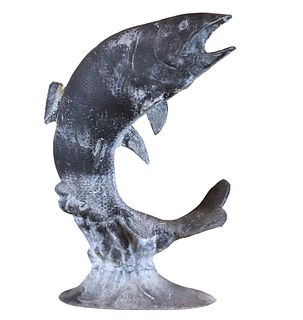 Patinated Metal Fish Sculpture Fountain