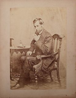 Seated Abraham Lincoln Cabinet Photograph