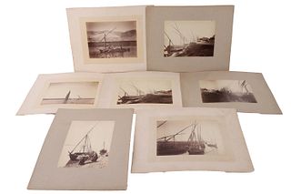 Seven Albumen Photographs of Boats on the Nile