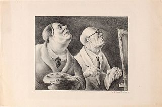 Russell Limbach, Lithograph, "Student and Master"