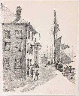 Philip Little, Lithograph, "The Derby Wharf"