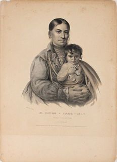 Large Lithograph of Mo-hon-go, An Osage Woman