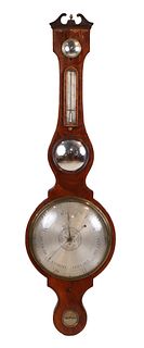 Late Regency Fruitwood Inlaid Mahogany Barometer