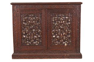 Anglo-Indian Heavily Carved Hardwood Side Cabinet