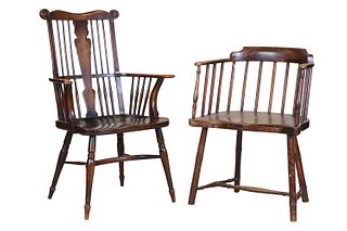 English Stained Fruitwood Windsor Armchair