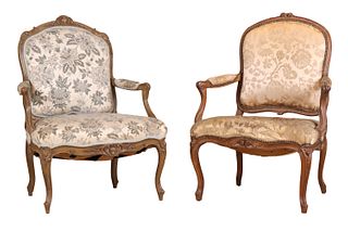 Two Louis XV Style Open Armchairs