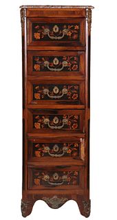 Louis XV Style Inlaid Tall Chest of Drawers