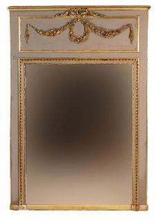French Painted and Gilt Trumeau Mirror