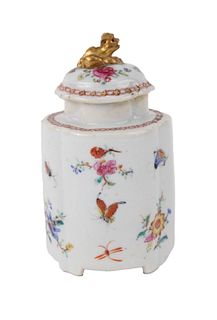 Chinese Export Floral Decorated Tea Canister