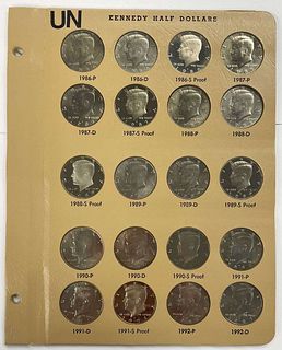 (1986-1992) JFK Half Dollar Collection (20-coins)