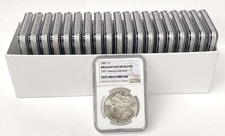 Box (20-coins) 1887-P Morgan Silver Dollar NGC BU