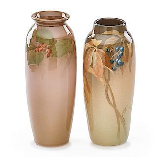ROOKWOOD Two Iris Glaze vases