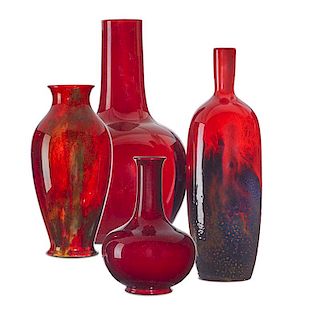 CHARLES NOKE; ROYAL DOULTON Four flambé vases