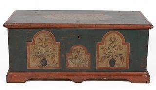 PENNSYLVANIA PAINT-DECORATED PINE DOWER / BLANKET CHEST