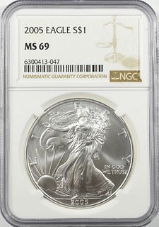 2005 AMERICAN SILVER EAGLE NGC MS69
