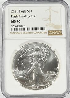 2021 AMERICAN SILVER EAGLE NGC MS70 T2