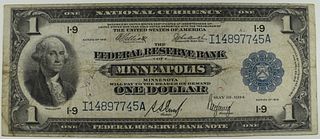 1918 BANK OF MINNEAPOLIS $1 FEDERAL RESERVE NOTE