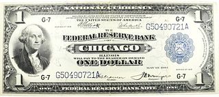 1918 BANK OF CHICAGO $1 FEDERAL RESERVE NOTE