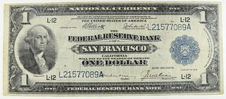 1918 BANK OF SAN FRANCISCO $1 FEDERAL RESERVE NOTE