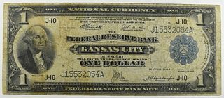 1918 BANK OF KANSAS CITY $1 FEDERAL RESERVE NOTE
