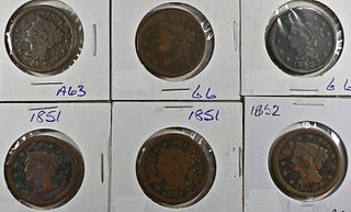 (6) MIXED DATE LARGE CENTS