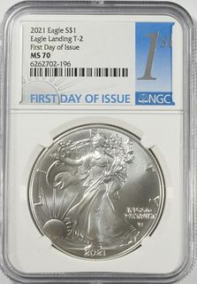2021 AMERICAN SILVER EAGLE NGC MS70 T2