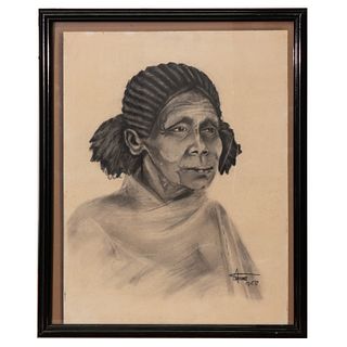 Pencil drawing of a Native American, Asmara, 1968