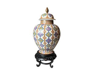 Blue and Yellow Terracotta Moroccan Jar with Lid