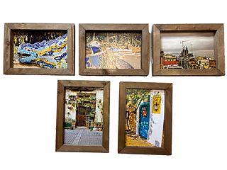 Set Of Five Maxo Rennella 3-D Paintings