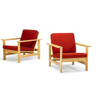 SOREN HOLST; FREDERICIA Pair of lounge chairs