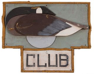 ADIRONDACK, NEW YORK CARVED AND PAINTED WOODEN HUNTING CLUB SIGN