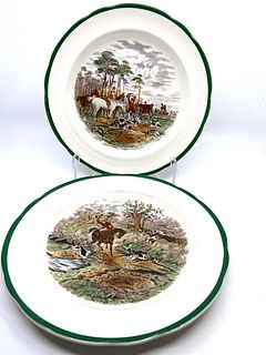 Pair of Spode collectors hunting scene plates