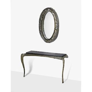 PAUL EVANS Rare console table and mirror