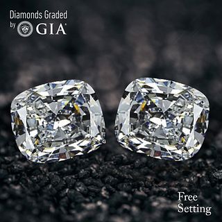 5.00 carat diamond pair, Cushion cut Diamonds GIA Graded 1) 2.50 ct, Color E, VS2 2) 2.50 ct, Color F, SI1. Appraised Value: $164,200 