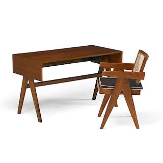 PIERRE JEANNERET Student desk and armchair